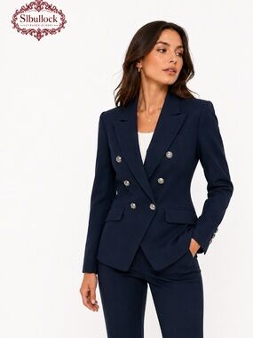 Banana Republic Double Breasted Navy Blazer Silver Button Jacket Size 2 NWOT